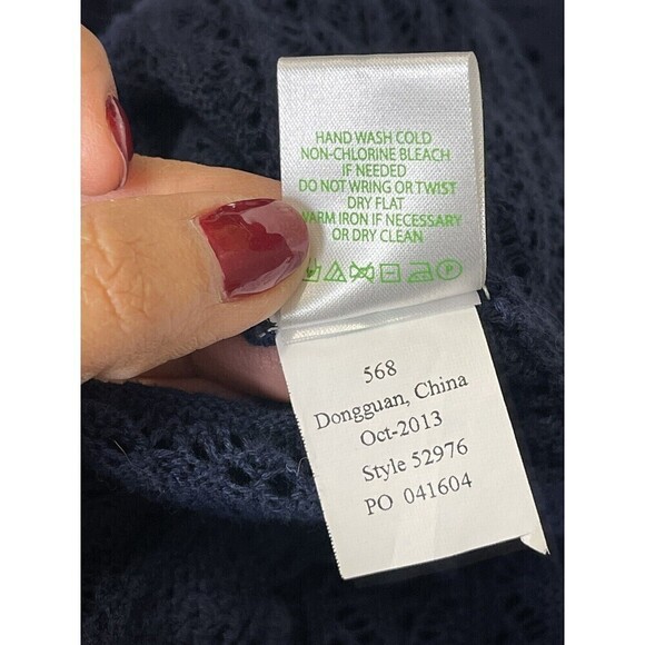 LILLY PULITZER Athena Tunic Size M Navy Crochet Long Sleeve Sheer Resort Beach - Picture 9 of 11